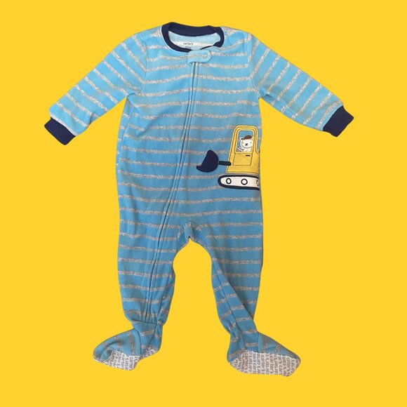 Carter’s Baby Sleeper | Blue Striped Footed Pajamas | Size 12M - Picture 2 of 7